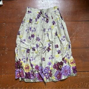 Sag Harbor Floral Midi Skirt in Purple and Yellow